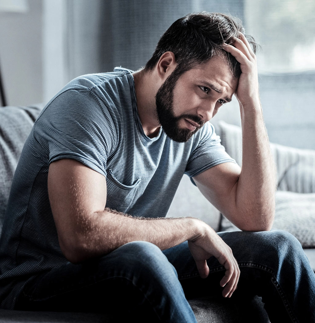 Man with worried expression anxiety